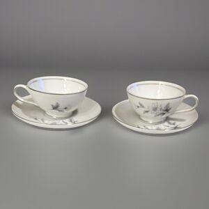 Vintage Crown Royal Jewel Fine China Forever Daisy Cup & Saucer Set- 2 Sets